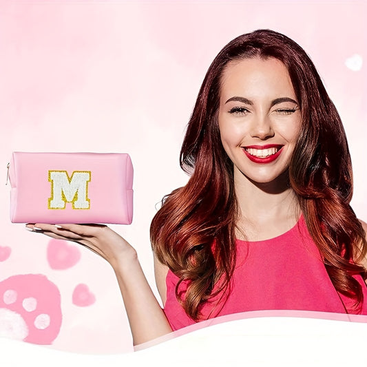 Monogrammed Cosmetic Bag PU Waterproof Travel Toiletry Bag