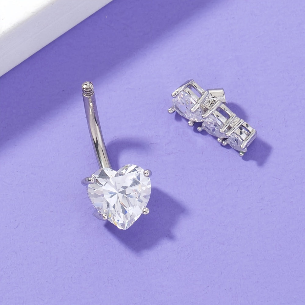 Heart Shape Zircon Belly Button Ring for Women
