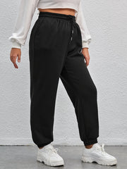  Casual Pants Women's Plus Solid Elastic Drawstring High