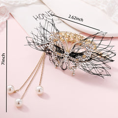 Copper Alloy Round Hair Claw Clip Tassel Faux Pearl Accessory