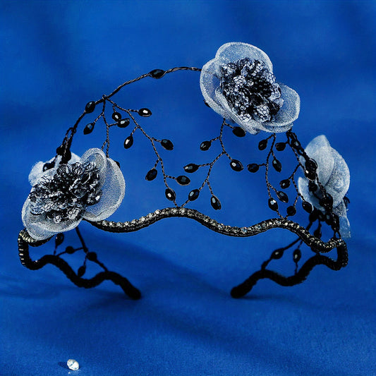 Mesh Flower Headband Rhinestone Hair Band Bridal Accessories