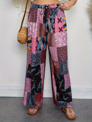  Boho Pants Women's Elastic Drawstring Wide Leg Trousers