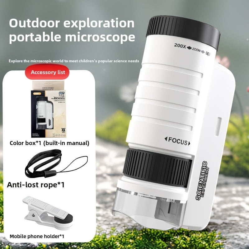 Kids' 3-in-1 Portable Microscope 200X Magnification Educational Toy