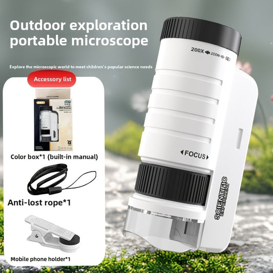 Kids' 3-in-1 Portable Microscope 200X Magnification Educational Toy