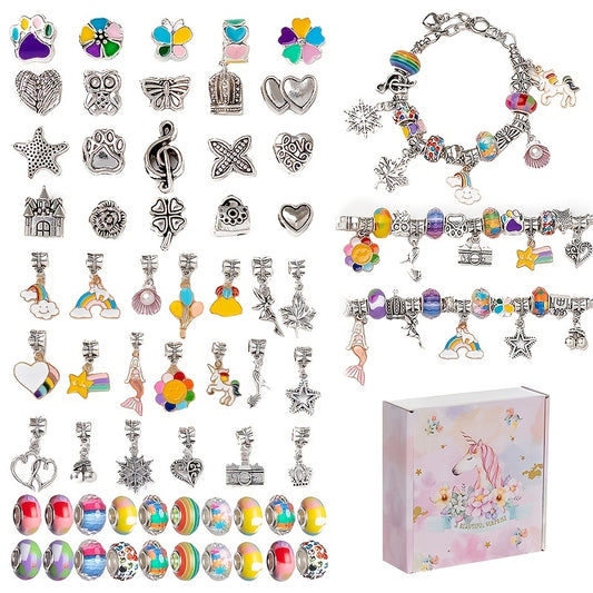63pcs Jewelry Bracelet Making Kit Beads Charms Necklace DIY Craft