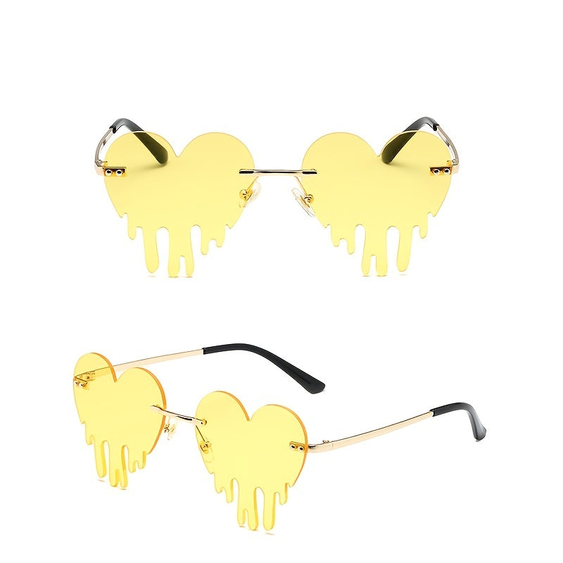 Melting Heart Sunglasses Rimless Party Glasses