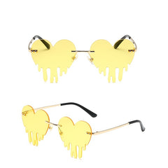 Melting Heart Sunglasses Rimless Party Glasses