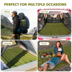 Double Sleeping Pad for Camping Inflating Mat with Pillow
