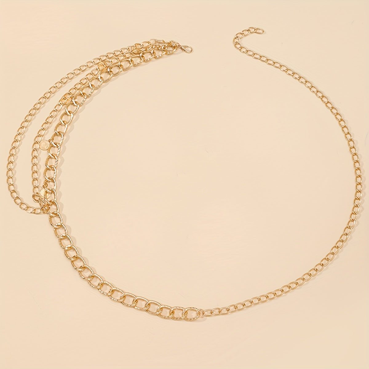 Layered Coin Pendant Waist Chain Golden Tassel Metal Chain Belt