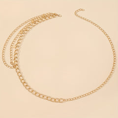 Layered Coin Pendant Waist Chain Golden Tassel Metal Chain Belt