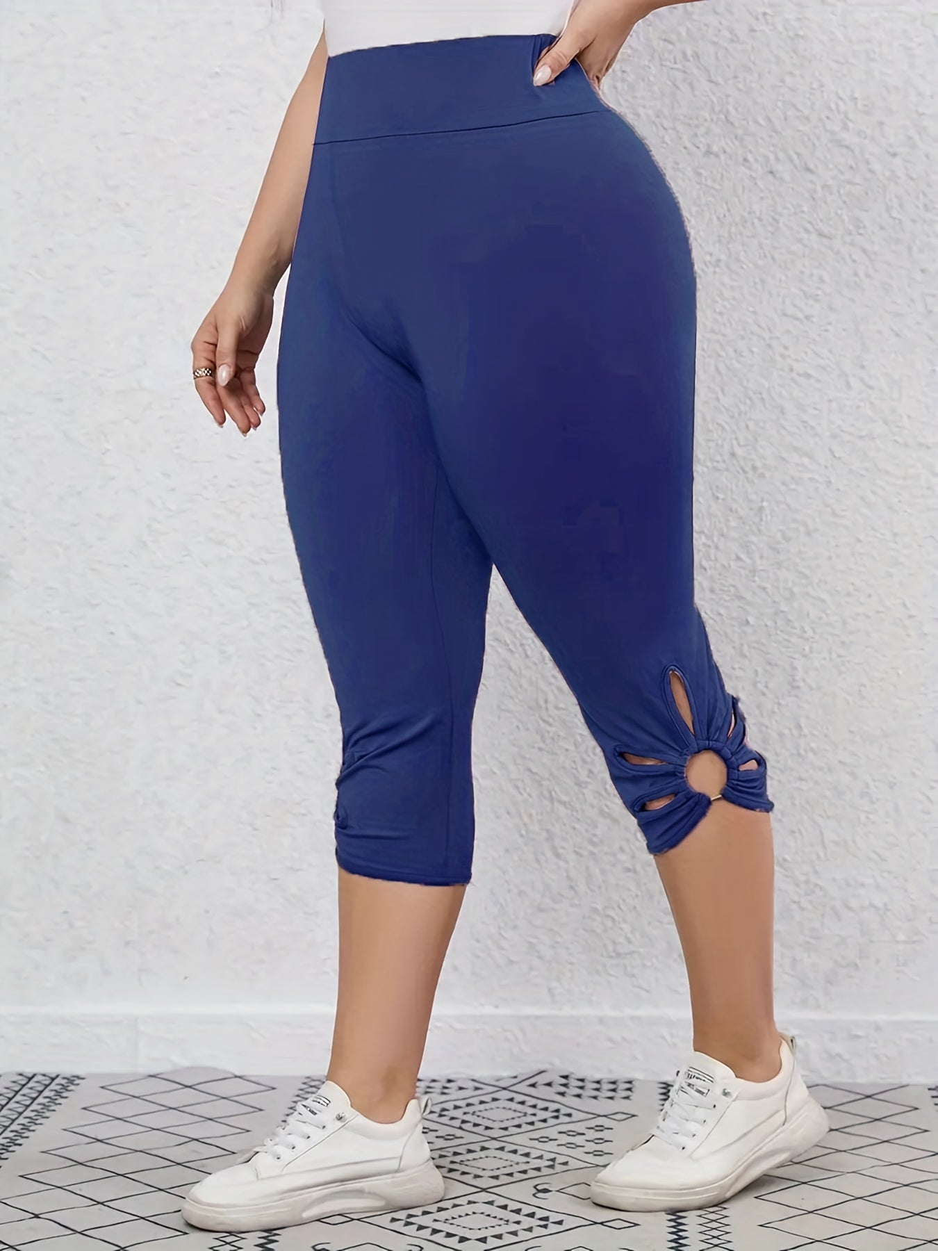 Ring Linked Skinny Capris Leggings for Women