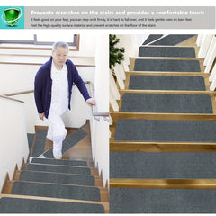15pcs Non Slip Stair Tread Rugs Soft Machine Washable Stair Carpet Runner