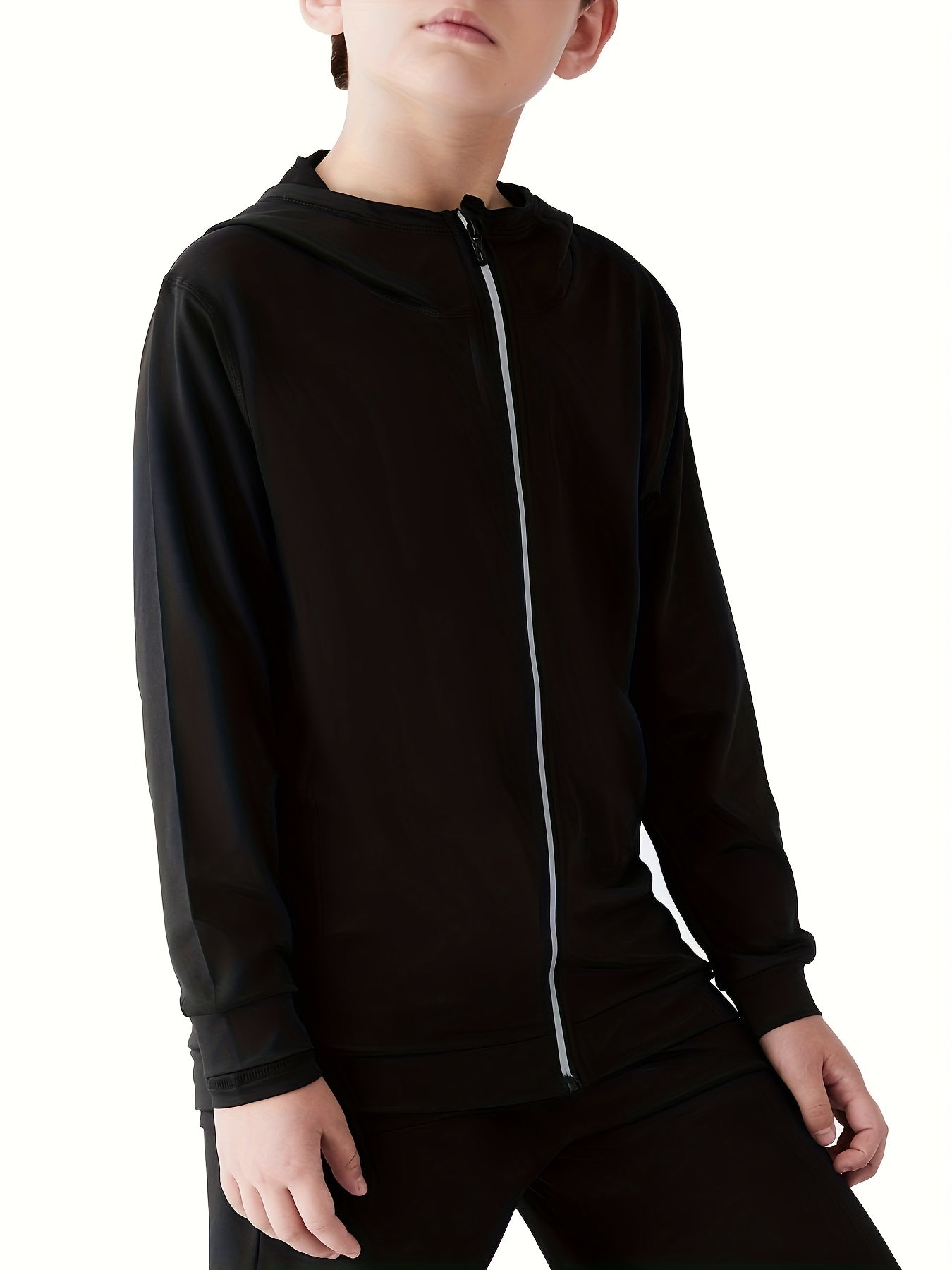 Boys Sports Zipper Hooded Top Long Sleeve Jacket - Quick Dry