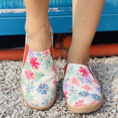 Women's Floral Slip On Canvas Shoes Lightweight Round Toe Non slip