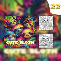 XF Sloth Coloring Book 22 Pages Adult Relaxation