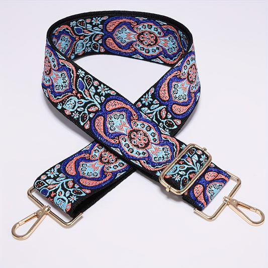 Embroidery Pattern Adjustable Strap Wide Nylon Handbag Belt