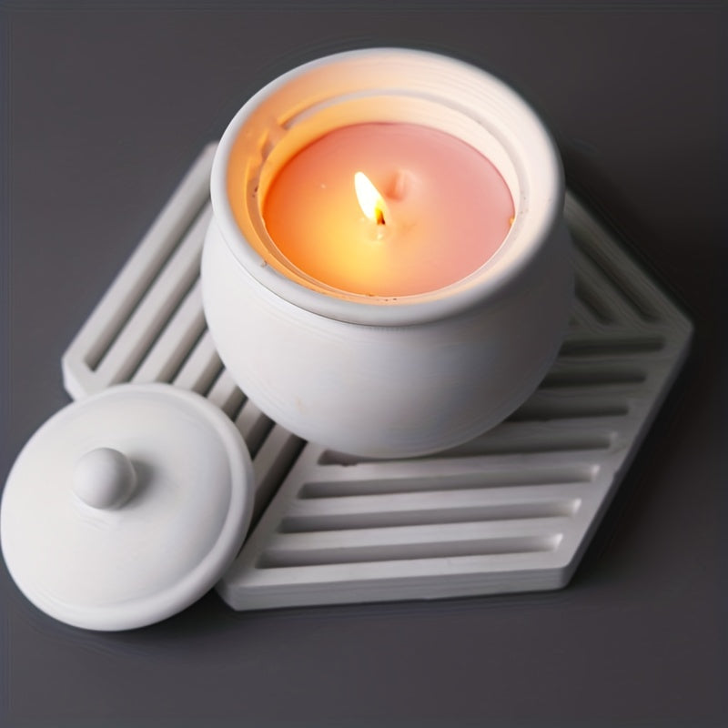 Concrete Candle Jar with Lid Silicone Mold DIY Craft Mould