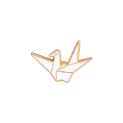 Cartoon Paper Crane Enamel Pin Lapel Plated Set Gift Couple Friendship