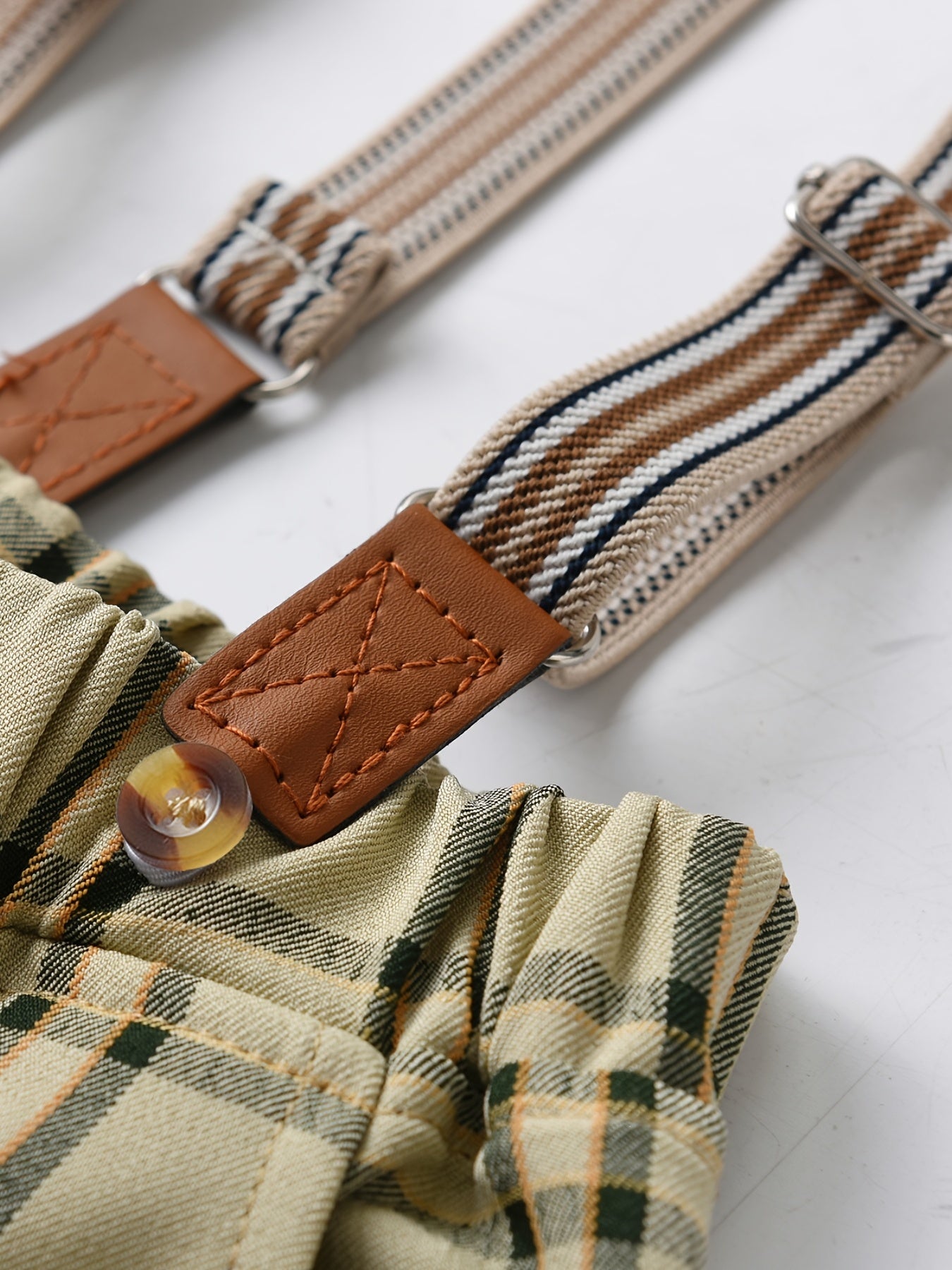 Boys Plaid Suspender Shorts Casual Kids Clothes