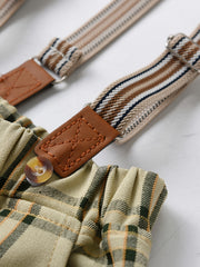 Boys Plaid Suspender Shorts Casual Kids Clothes