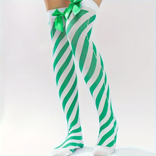 Stripe Long Socks Bow Knee Over Knee Long Socks