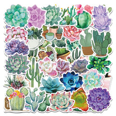 50 Sheets Succulent Cactus Waterproof Stickers Self Adhesive Decoration