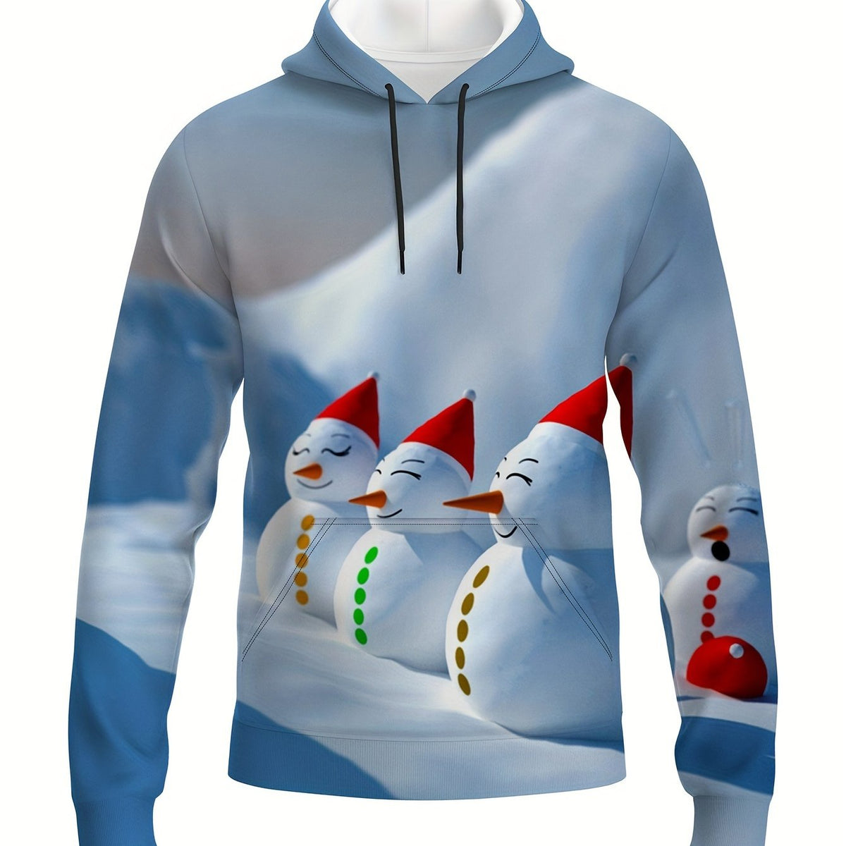 Snowmen 3D Print Hoodies For Men Graphic Hoodie Comfy Loose Hooded Pullover