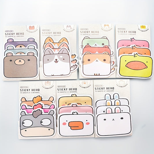 45pcs Cartoon Animal Sticky Notes for Students Home Office Gift Tags