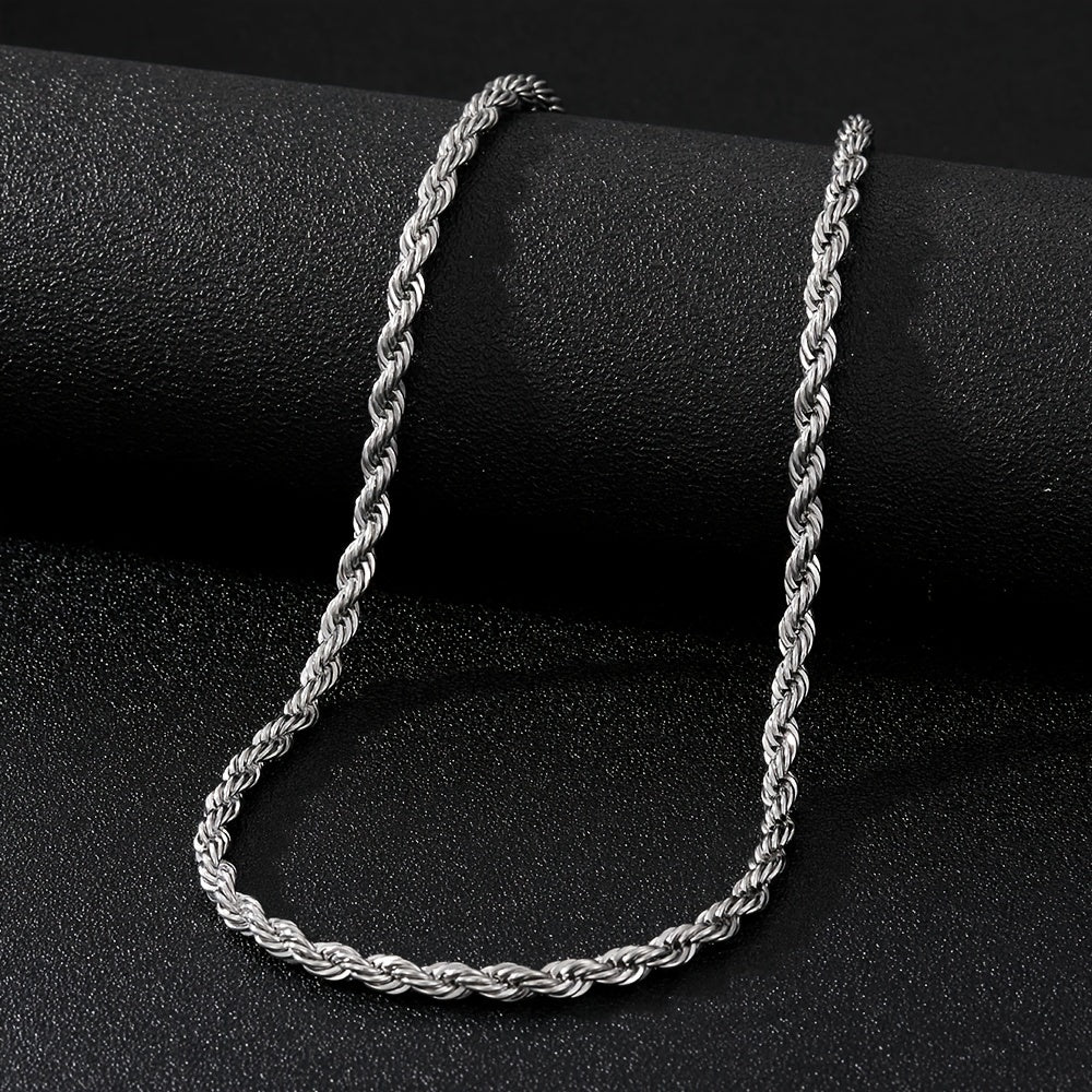 1pc Golden Silver Twist Chain Necklace Men Women Couple Necklace
