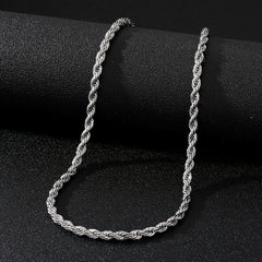 1pc Golden Silver Twist Chain Necklace Men Women Couple Necklace