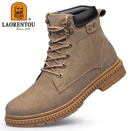 Men's Combat Boots Padded Collar Lace-up Walking Shoes Army Boots