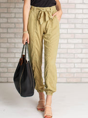 High Waist Strappy Jogger Pants With Pockets