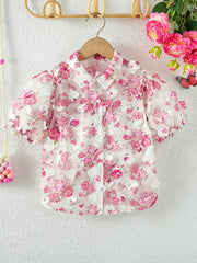 Girls Teens Applique Short Sleeve Top Summer Shirt