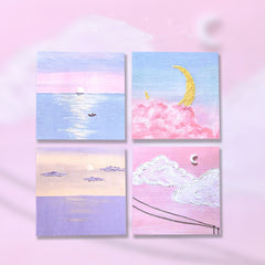 4pcs Painting Style Sticky Notes 3.15in for Students