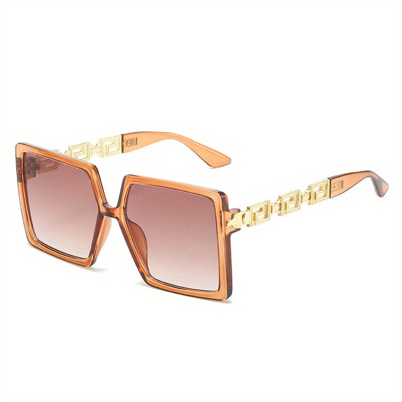 Men's Square Frame Chain Decoration Sunglasses Vintage Eyewear