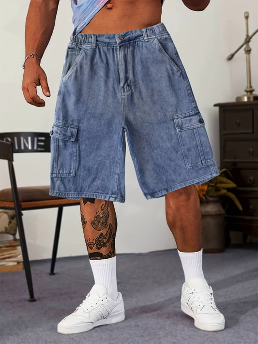 Men's Big Pockets Denim Shorts for Summer