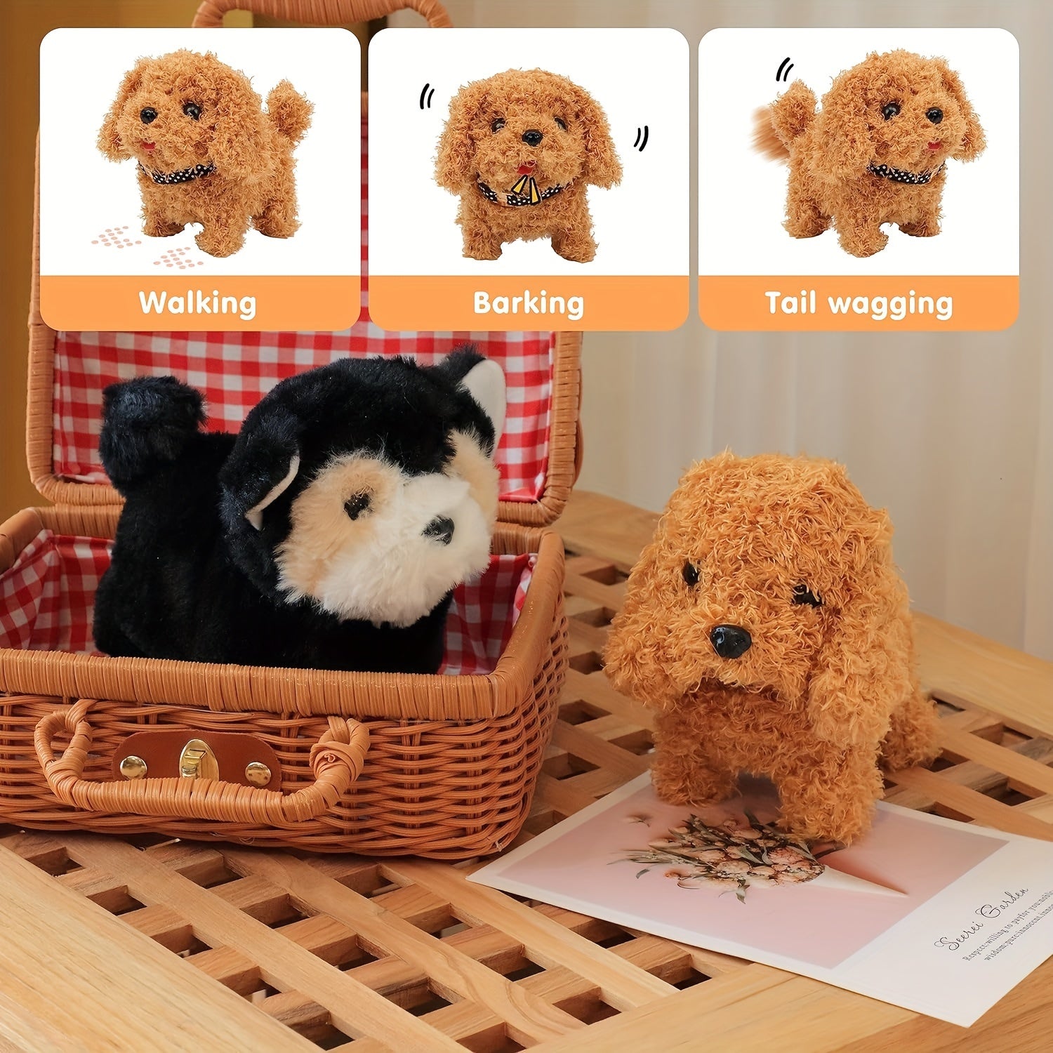 Plush Puppy Dog Electronic Toy Walking Barking Tail Wagging
