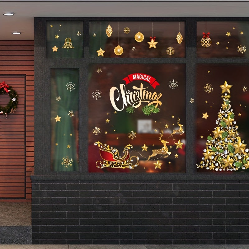 Christmas Electrostatic Stickers Double Sided Wall Window Adsorption No Glue