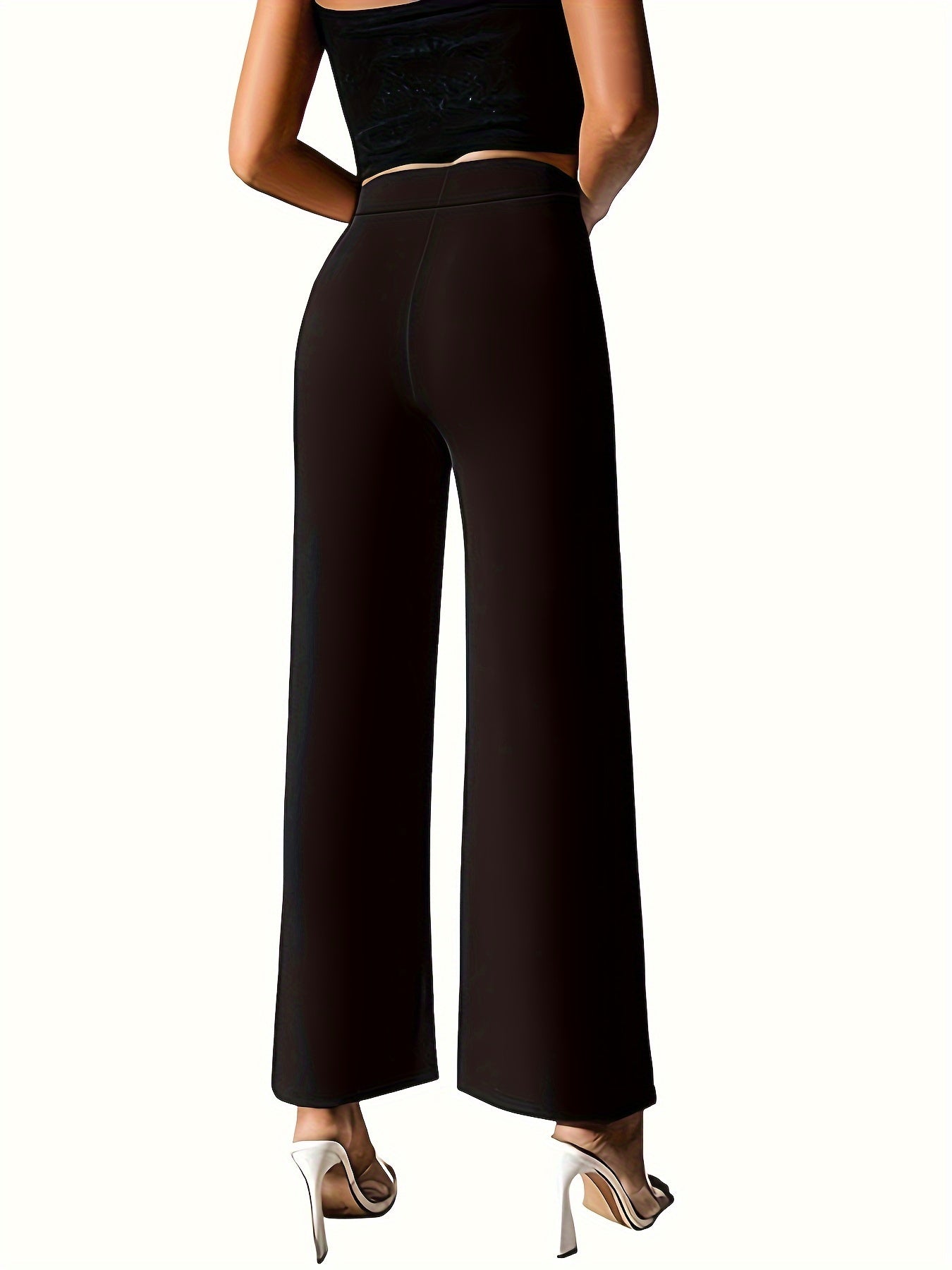 High Waist Straight Leg Split Trousers