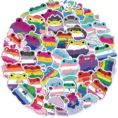 50pcs Frog Pride Cartoon Stickers Vibrant Vinyl Decals for DIY Projects