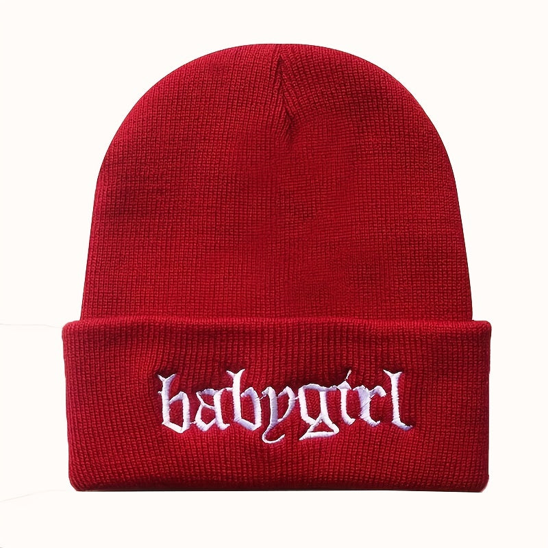 Unisex Babygirl Embroidered Warm Knit Hat for Kids & Teens