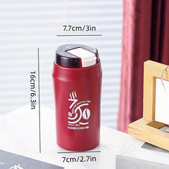 Ceramic Lined Coffee Mug with Soft Straw, Double Drink Cup 400