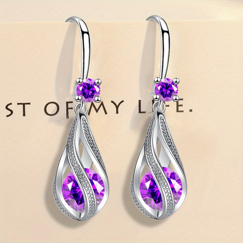 Rotating Teardrop Shape Crystal Earrings for Women Girls