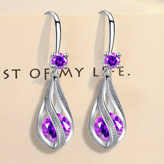 Rotating Teardrop Shape Crystal Earrings for Women Girls