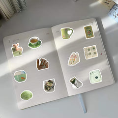 50pcs Green Fresh Waterproof Stickers for Water Bottle Laptop Phone Skateboard
