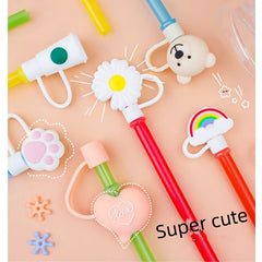 Silicone Straw Tips Cover Portable Reusable Straw Caps Covers
