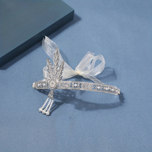 Crystal Rhinestone Tassel Head Hoop Bridal Headdress
