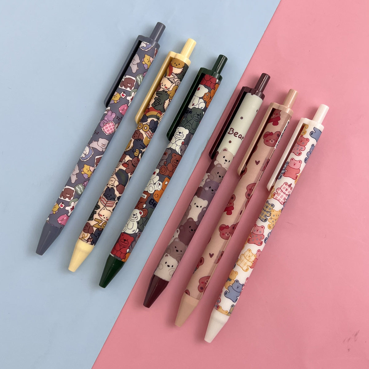 6pcs Cartoon Bear Gel Pens Ink