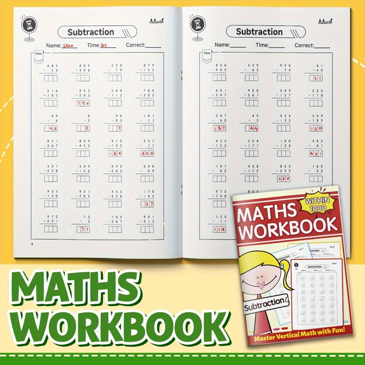 Math Subtraction Workbook Up to 100 Interactive Practice Pages