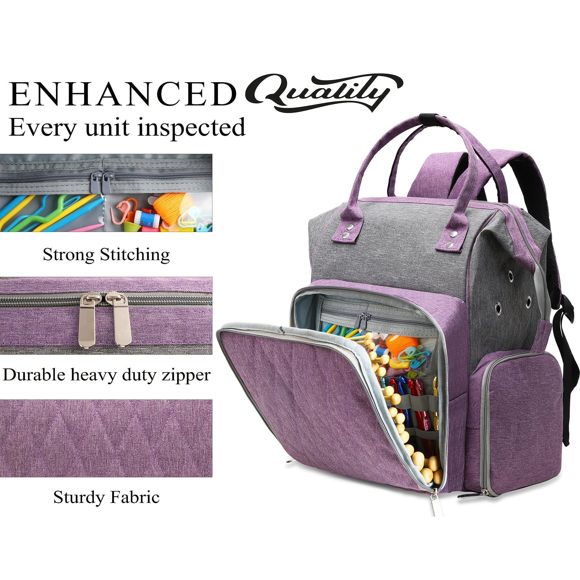 Knitting Bag Backpack Yarn Storage Organizer Tote Bag Holder Case